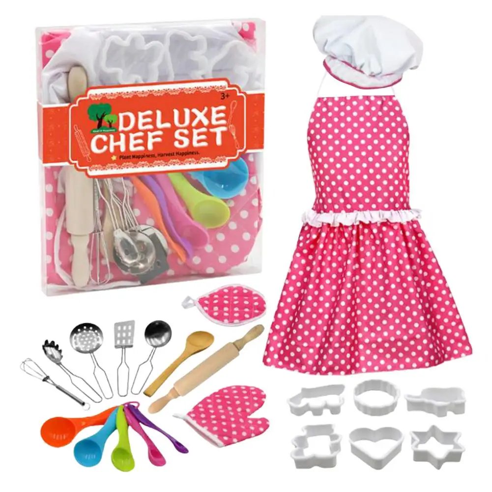 

Set Chef Cooking Set For Kids Kitchen DIY Cake Pastry Dessert Making Baking Kits Creative Funny Children Kitchenware Hat Apron
