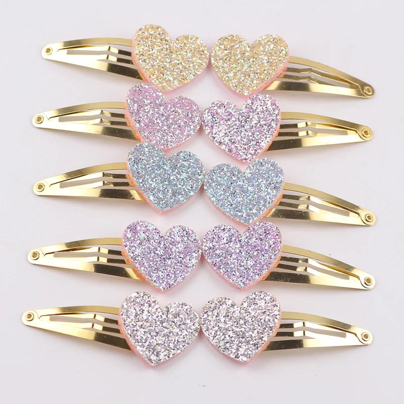 

10pcs/lot Small Size Girls Hairclips Glitter Heart Birthday Gift Baby Girls Hair Accessories Kids Hair Clip For Children