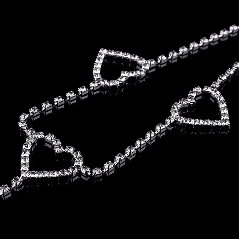 

Sexy Waist Chain Rhinestone Heart to Heart Body Chain For Party Beach Auto Show