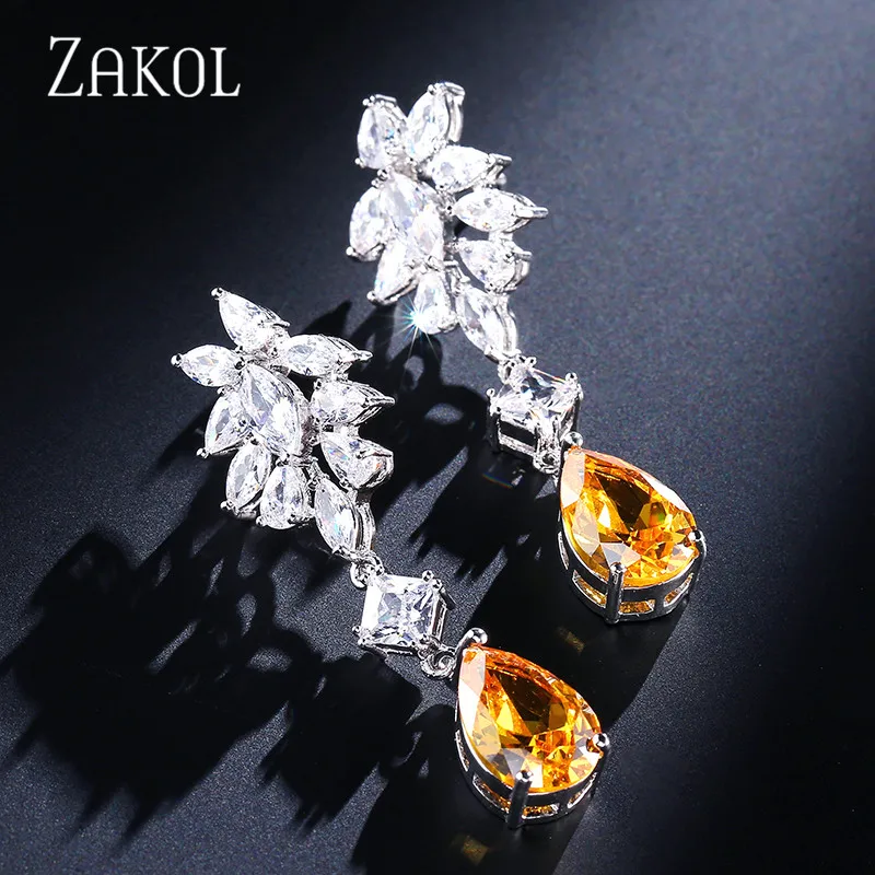 ZAKOL классические серьги капельки с кубическим цирконием свадебные украшения для