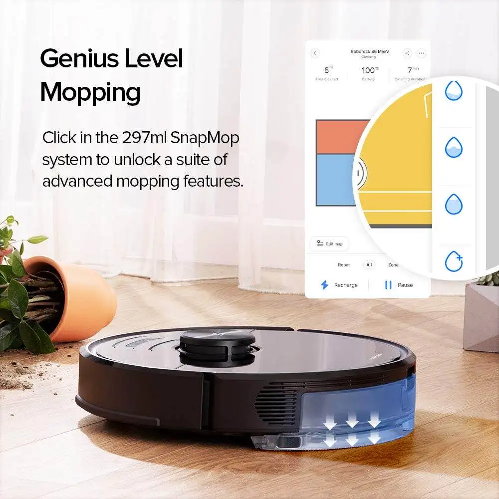 

New In Stock Roborock S6 MaxV Robot Vacuum Cleaner ReactiveAI and LiDAR Navigator 2500pa Strong Suction Intelligent Mop