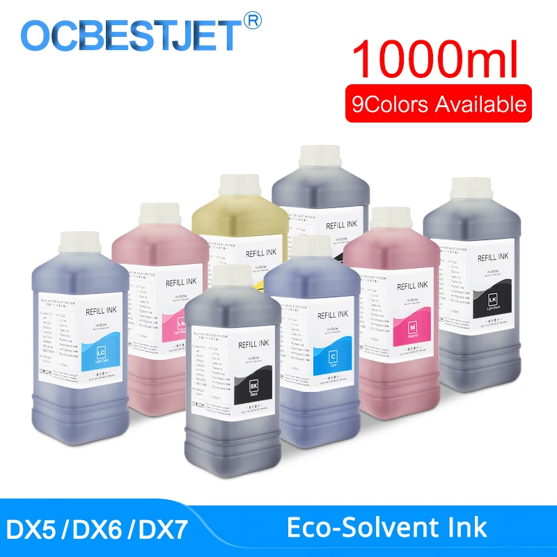 1000 мл/бутылка эко растворимые чернила для Epson DX4 DX5 DX6 DX7 DX10 печатающая головка 4800 4880