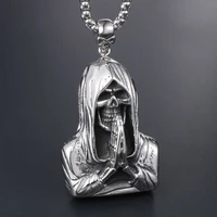 classic retro stainless steel skeleton pendant necklace fashion male death skull pendant necklace for men gift