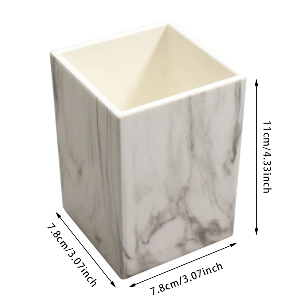 

Makeup Brush Holder Desktop Plastic Pencil Organizer Cup Marble Pattern Stationery Case Makeup Nail Polish Cosmetic Holder Box