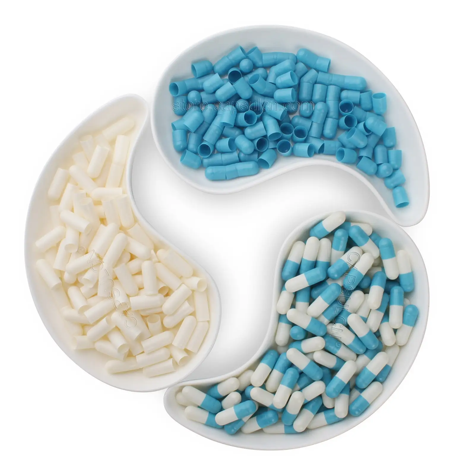 

1000 Pieces / Carton, (Size 2) Empty Blue White Enteric Joined Capsules/Fillable Capsule/ Enteric Coating Capsule