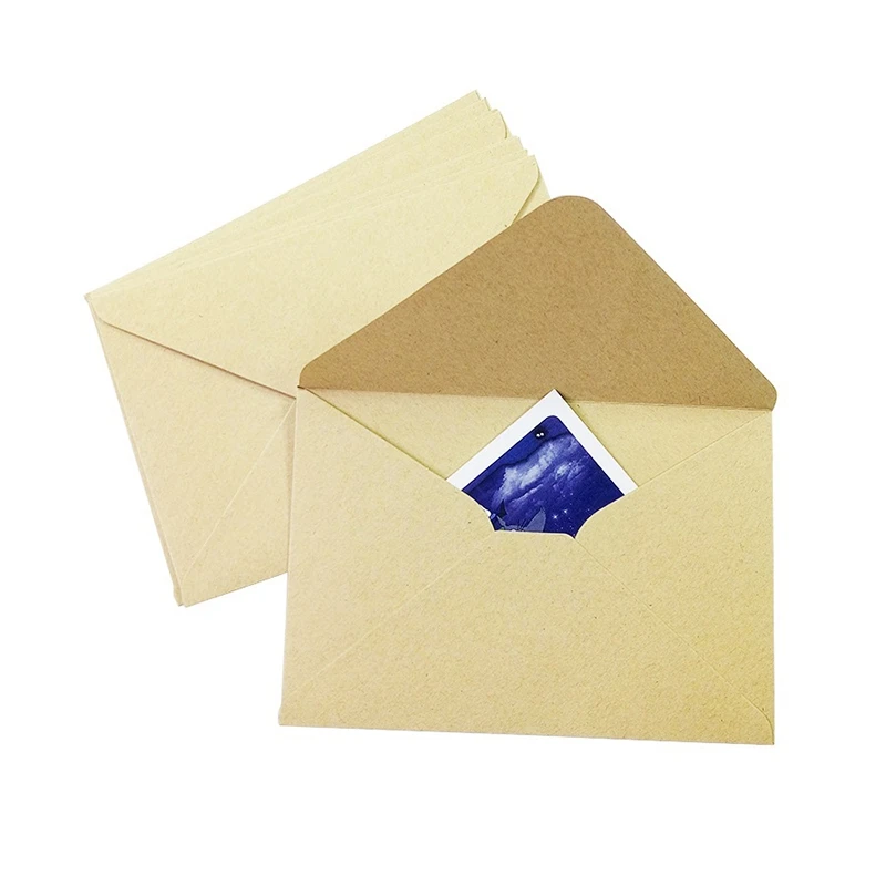 

50Pcs Rough Grain Gift Card DIY Multifunction Kraft Paper Envelope Gift Card Envelopes for Wedding Birthday Party