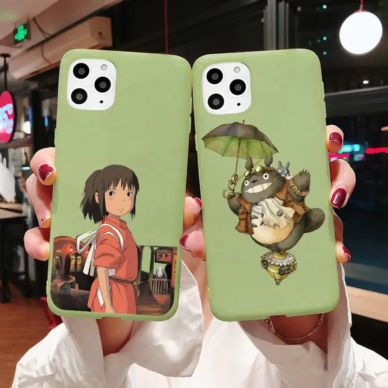 

Spirited Away Totoro anime Phone Case Candy Color for iPhone 6 7 8 11 12 s mini pro X XS XR MAX Plus