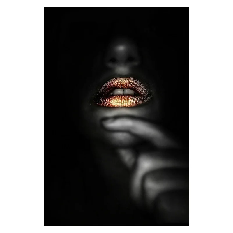 

Canvas Nordic Painting Prints Gold Lips Gradient Sexy Home Decor Posters Wall Artwork Modern Bedroom Framework Modular Pictures
