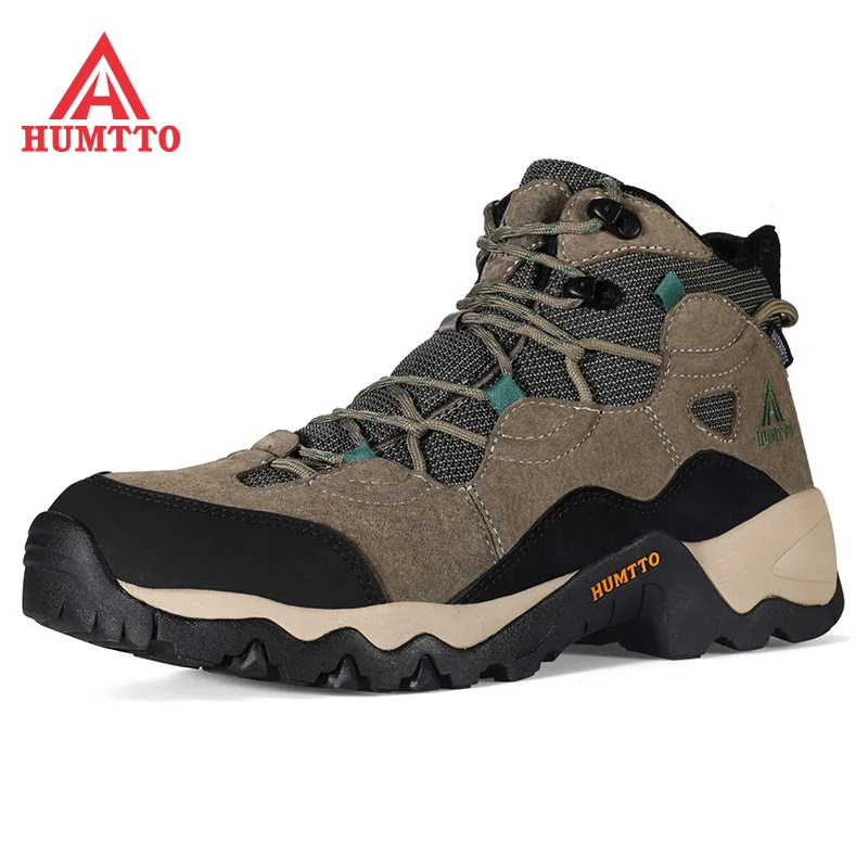 HUMTTO Waterproof Hiking Shoes for Men Trekking Mountain Outdoor Sport Tactical Mens Boots Leather Non-slip Climbing Sneakers