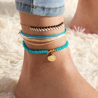 vintage shell beads anklets for women new multi layer rope chain anklet leg bracelet bohemian beach ankle chain jewelry gift