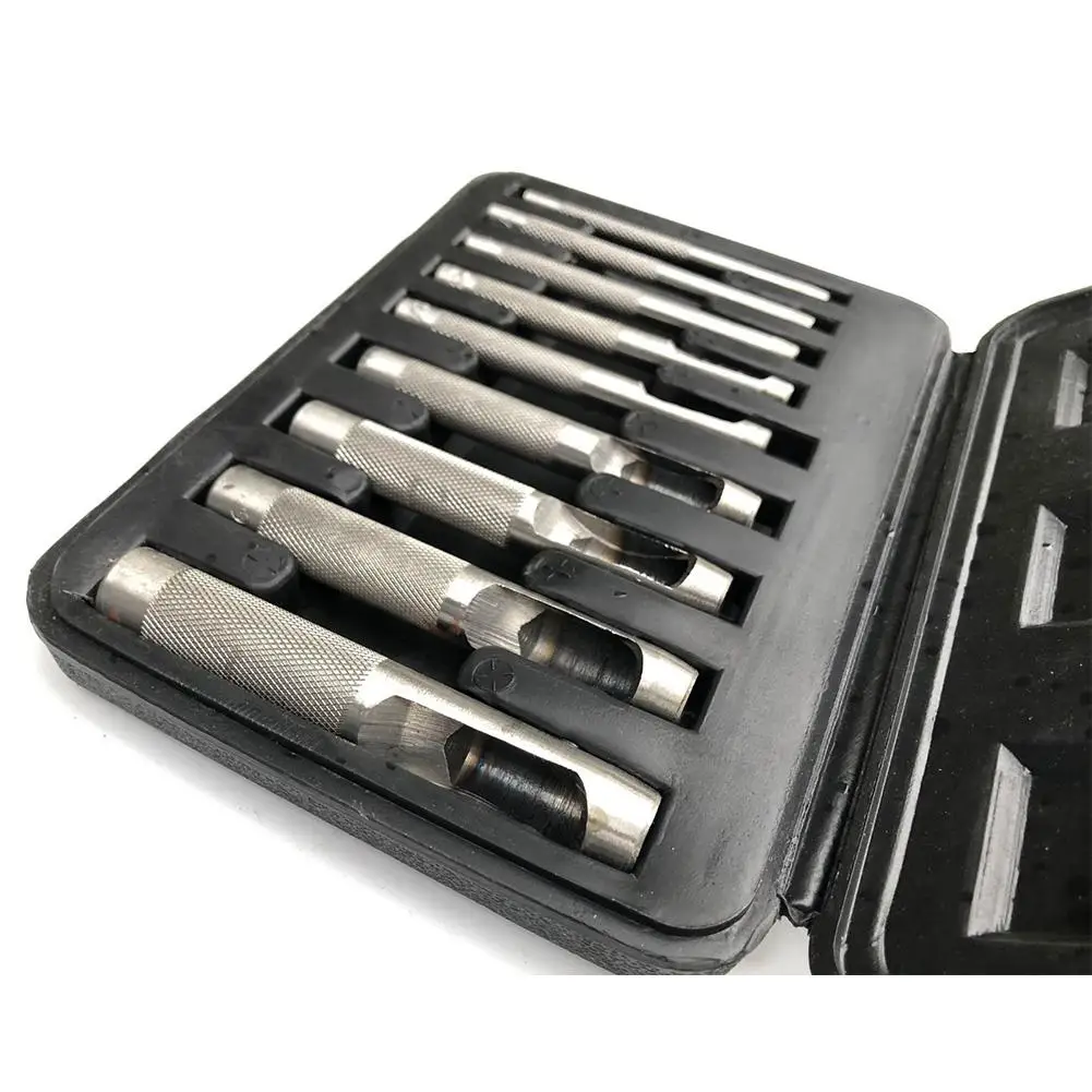 9 шт./коробка для пробивки отверстий в коже Дырокол Круглый стальной кожаный