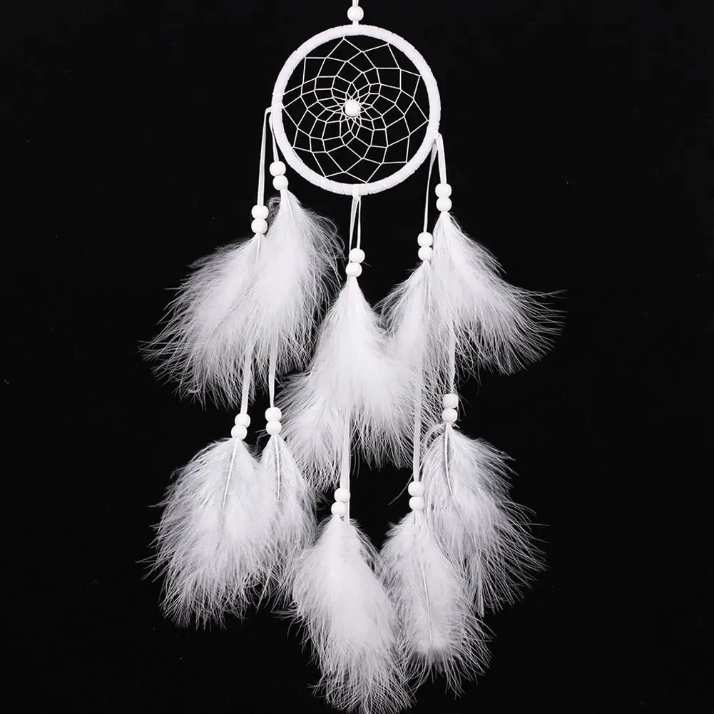 

Feather Tassel Catching Car Ornaments Beards White Dream Catcher Wall Hanging Art Gifts Weaving Room Decoration