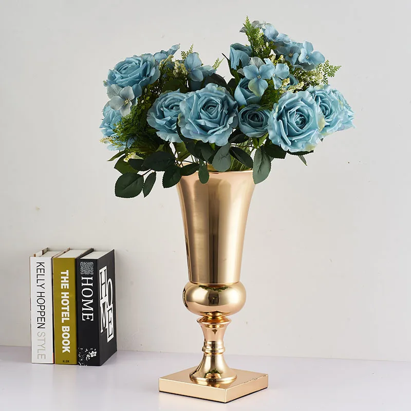Золотистые/серебристые металлические вазы для цветов свадебное украшение
