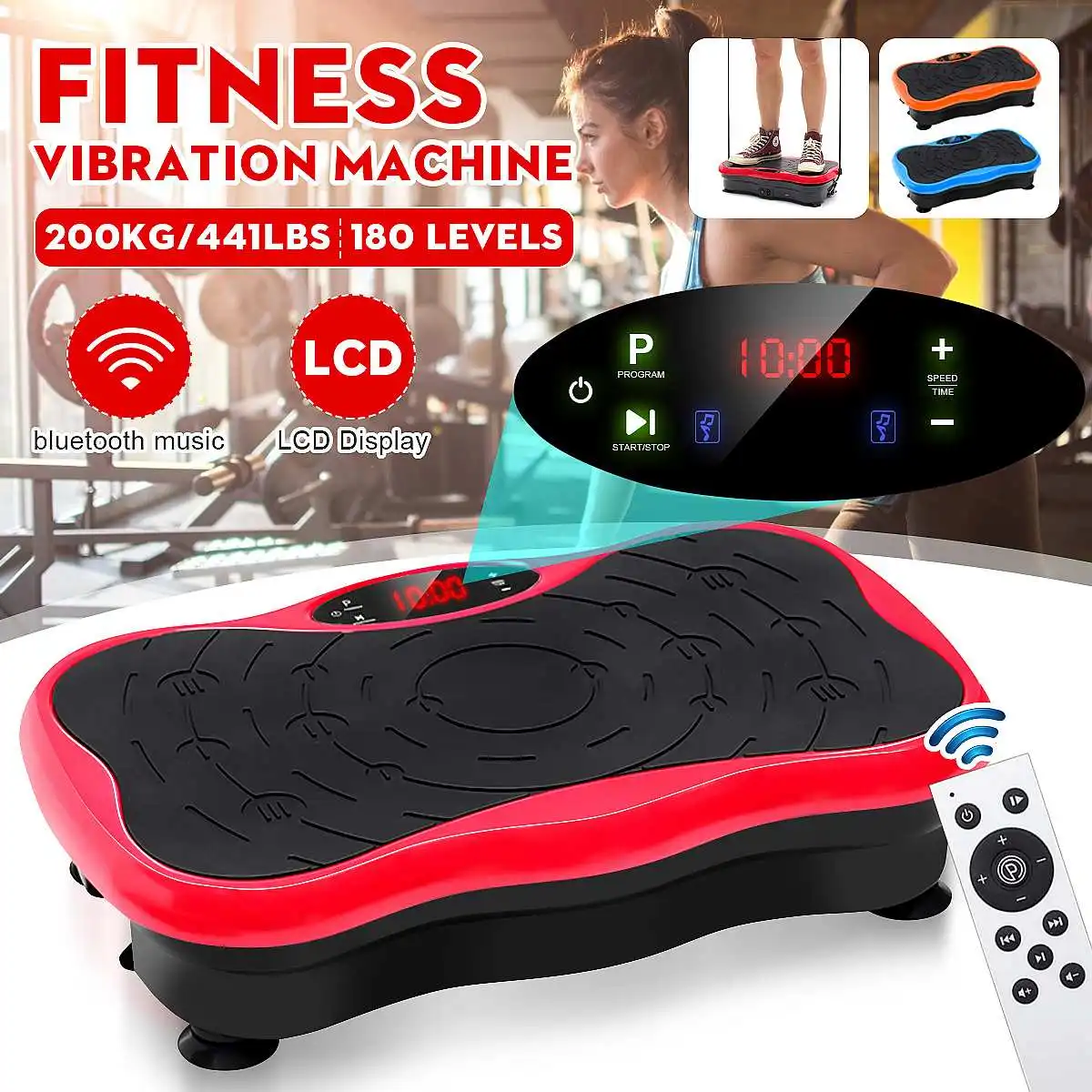 

200KG/441LBS LCD Display Exercise Fitness Slim Vibration Machine Trainer Plate Platform Body Shaper with bluetooth Remote Contro
