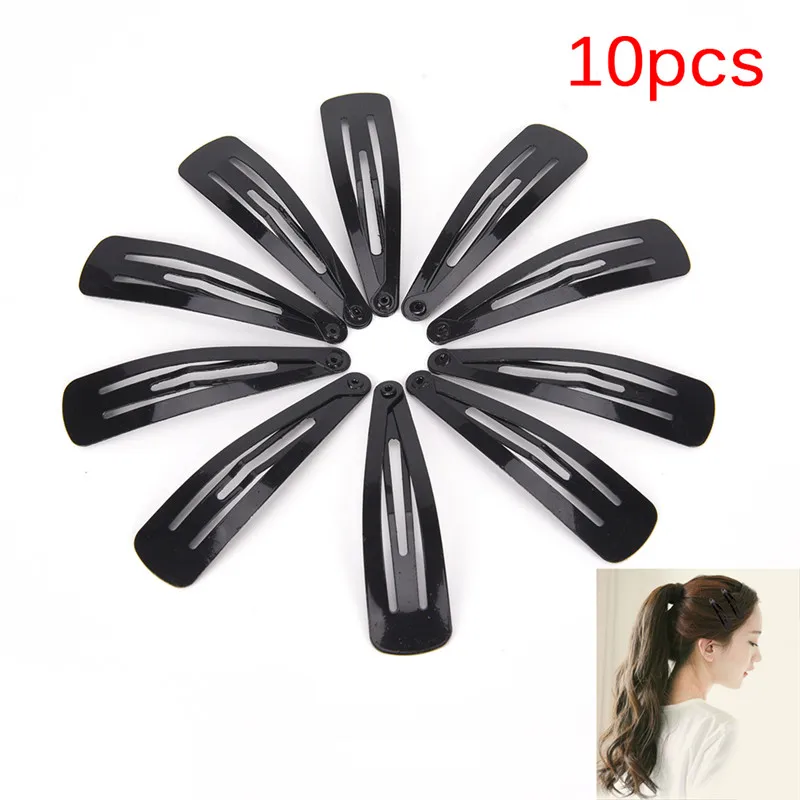 

100Pcs/pack Wholesale Hair Snap Clips For Women Black Water Drop Hairgrips Barrettes Head Hairpins Jewelry