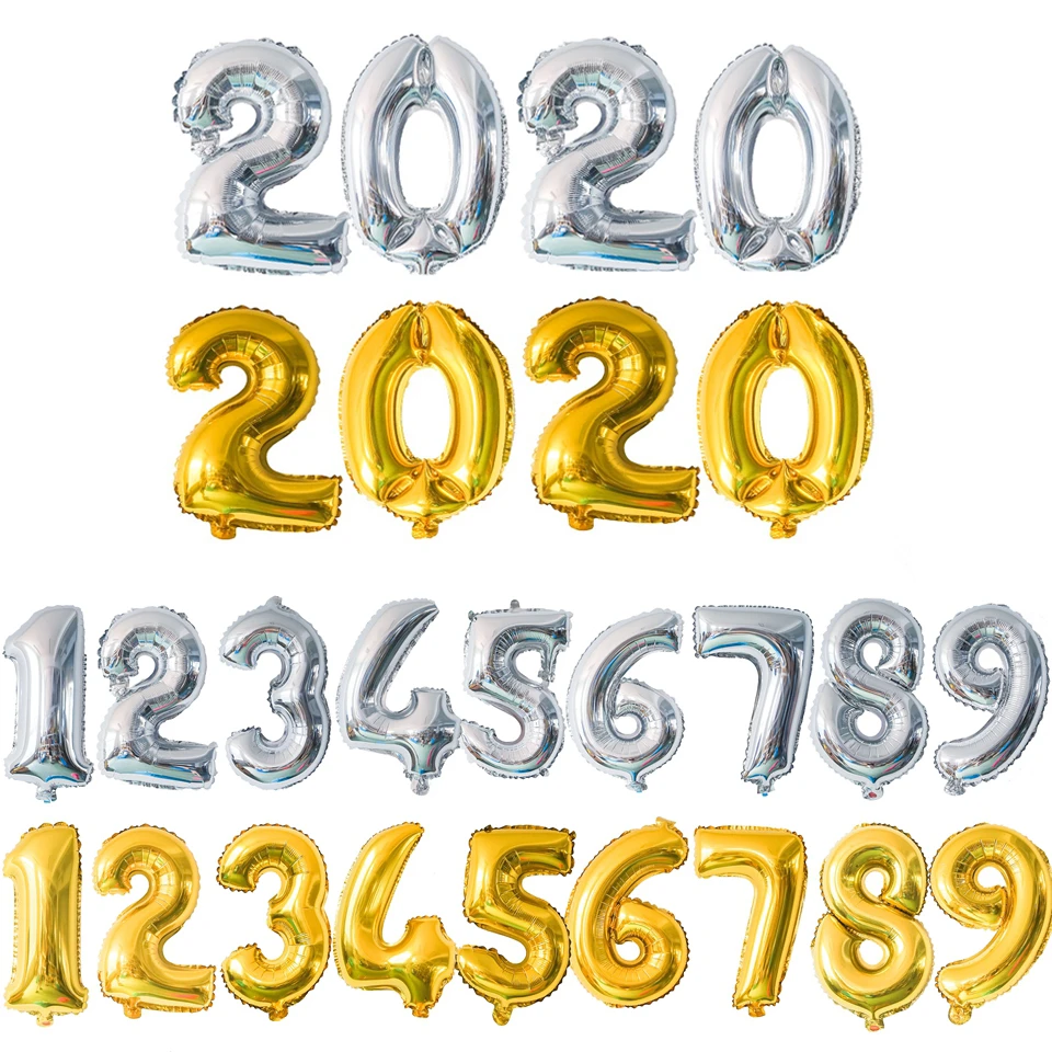 

3 Sizes 16"/32"/40" 1PC Figures Foil Gold&Silver Number Balloon Float air Inflatable Balls For Birthday Party Wedding Decoration