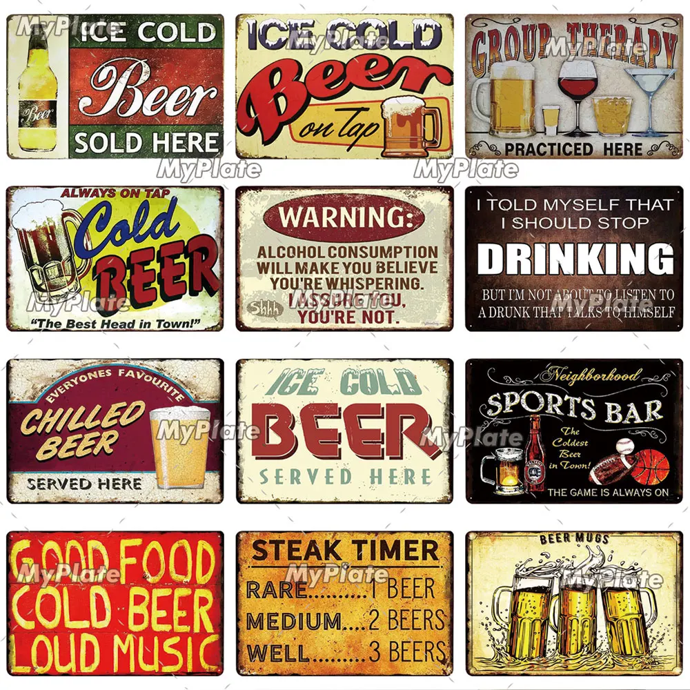 Холодная пивная металлическая вывеска винтажная табличка спиртовая жестяная