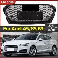 for rs5 style front sport hex mesh honeycomb hood grill black for audi a5s5 b9 2017 2020 car accessories