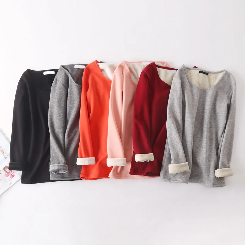 Женский зимний вельветовый облегающий пуловер футболки больших размеров с