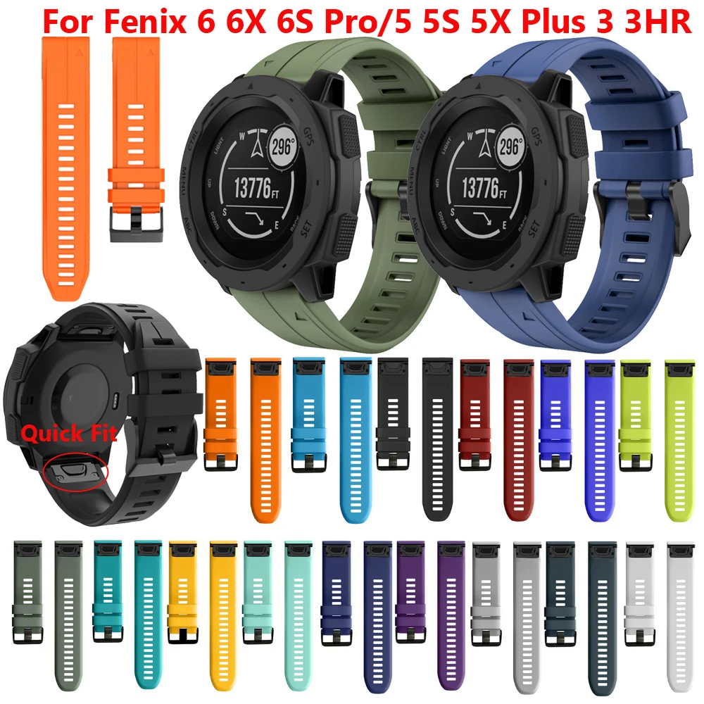 

Sport Silicone Watchband Wriststrap for Garmin Fenix 6X 6 6S Pro 5X 5 5S Plus 3 HR 20 22 26mm Easy Fit Quick Release wirstband