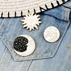 Эмалевые булавки в виде морской волны, брошка на лацканы, солнце, луна, звезды, круглый золотой значок, мультяшный рюкзак в японском стиле для женщин и мужчин, Ювелирное Украшение