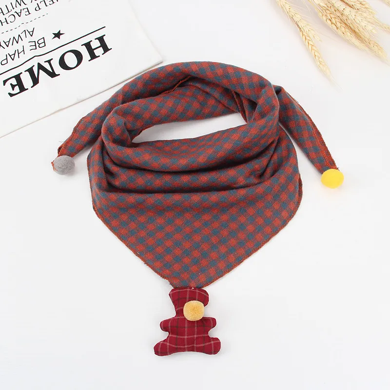 Детский хлопковый шарф высокого качества треугольный с принтом Сезон осень зима