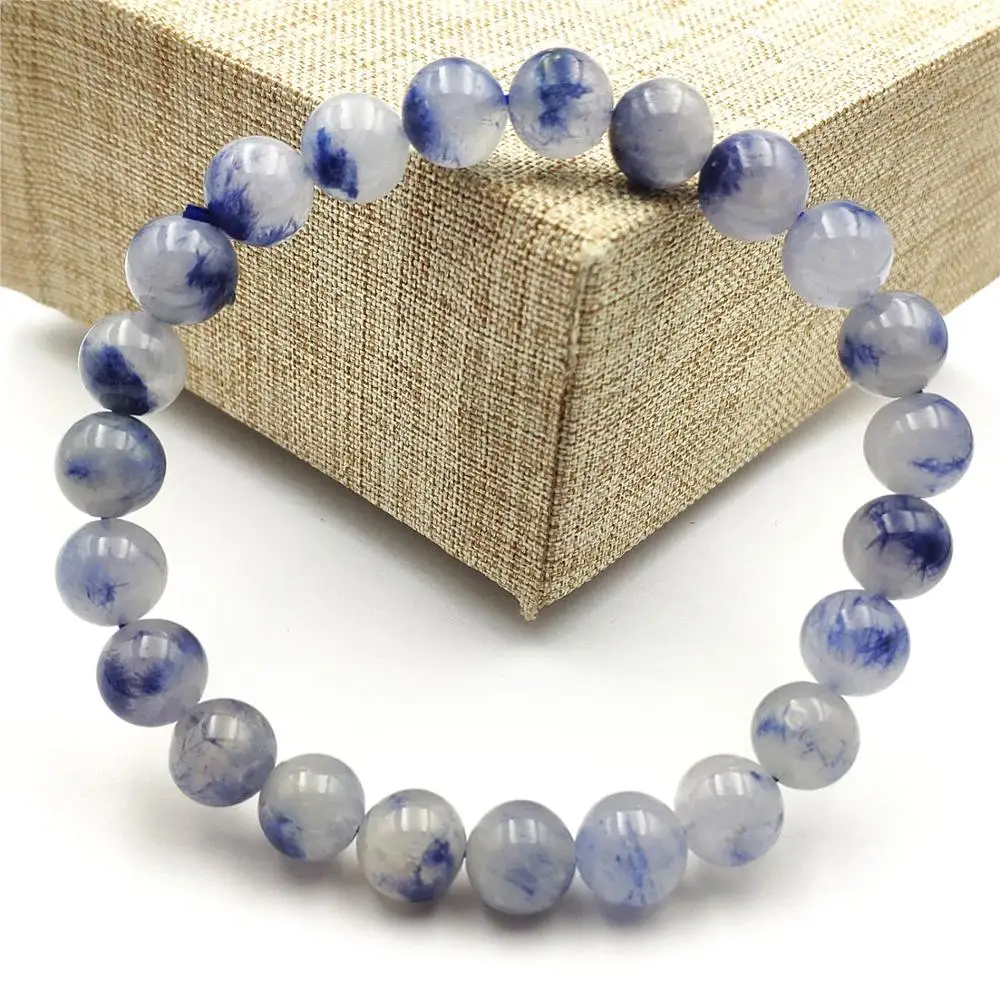 8 мм топ натуральный синий дюмортиерит кварц Rutilated Кристалл для женщин и мужчин