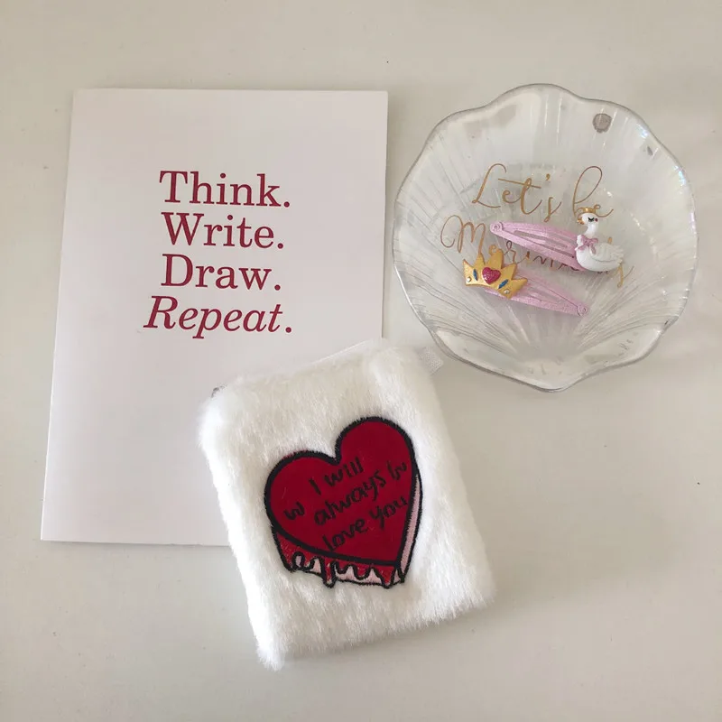 Корейский модный кошелек с вышивкой и надписью милый женский плюшевый Карманный