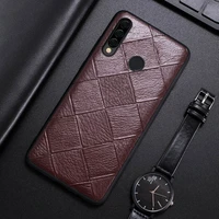 leather phone case for huawei p30 p40 p20 mate 30 lite 20 10 honor 9x 10 20 30 pro plus nova 5t natural cowhide rhombus cover