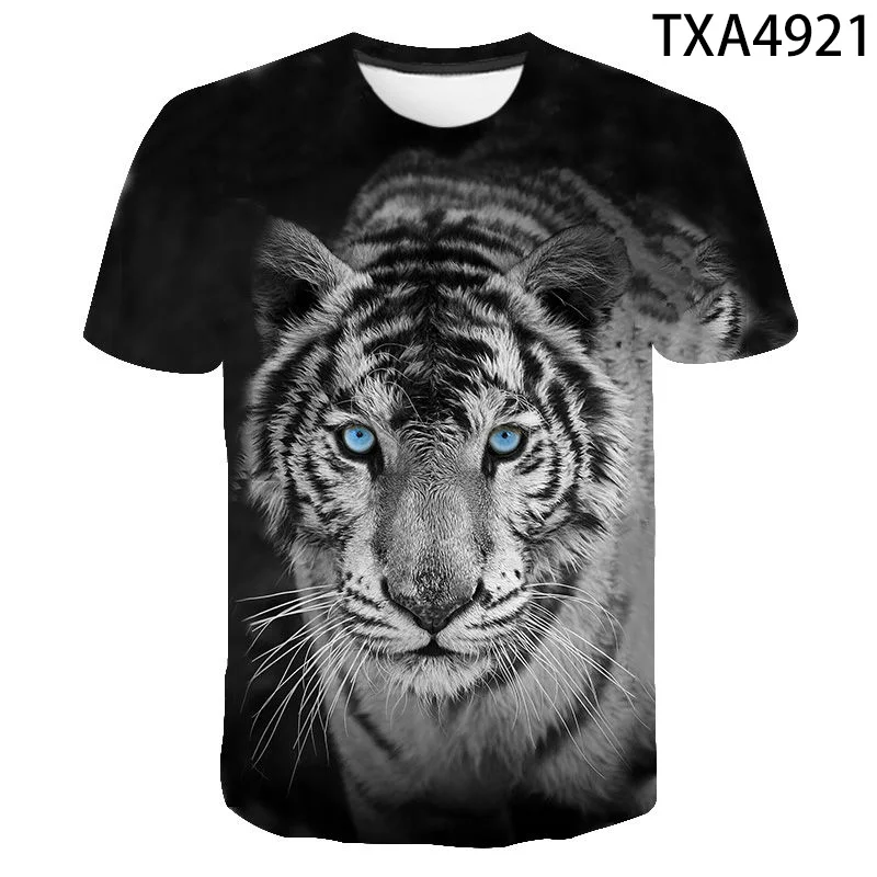 

Tiger 3D printed T-shirt boys and girls summer fashion short-sleeved animal cool top personality street boy print