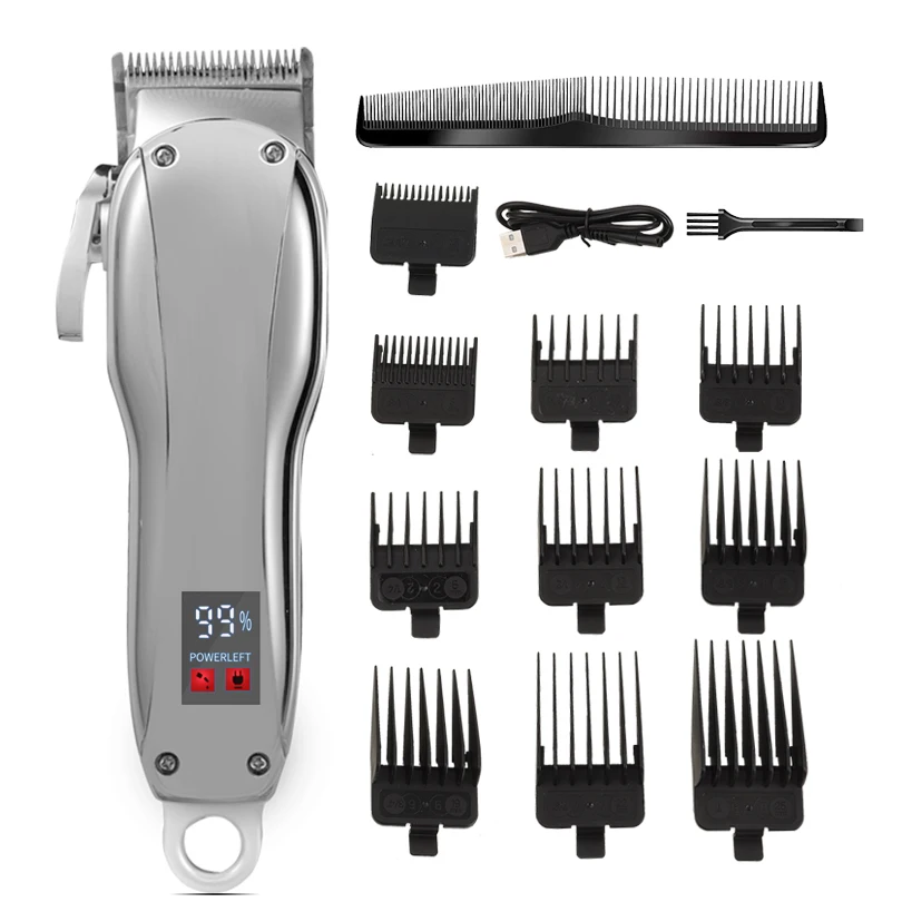 

Professional Hair Clippers Rechargeable Electric Trimmer for Men Cordless Hair Cutting Machine Beard Shaving Trimmer LCD Display