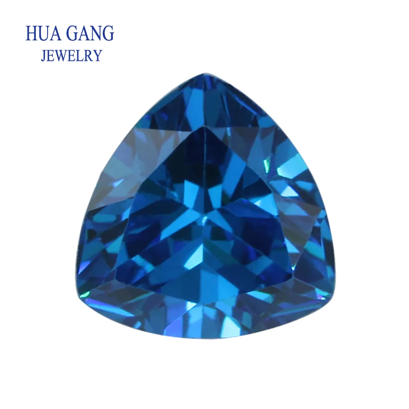 5A Blue Dark Sea Blue Triangle Shape Cubic Zirconia Brilliant Cut Loose CZ Stone Synthetic Gems Beads For Jewelry 3x3-12x12mm