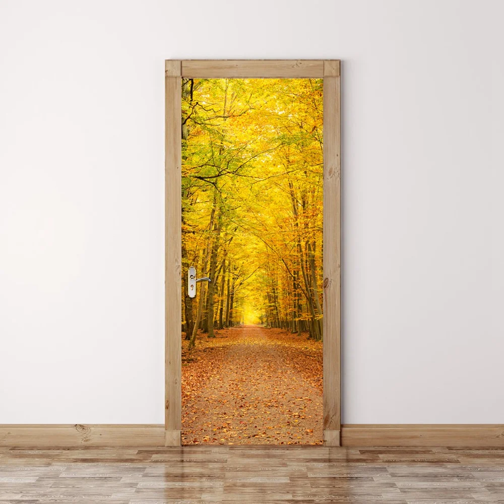 

Fashion DIY 3D Door Stickers Deciduous Leaves Pattern for Living Room Home Decoration Mural Accessories Door Wallpaper