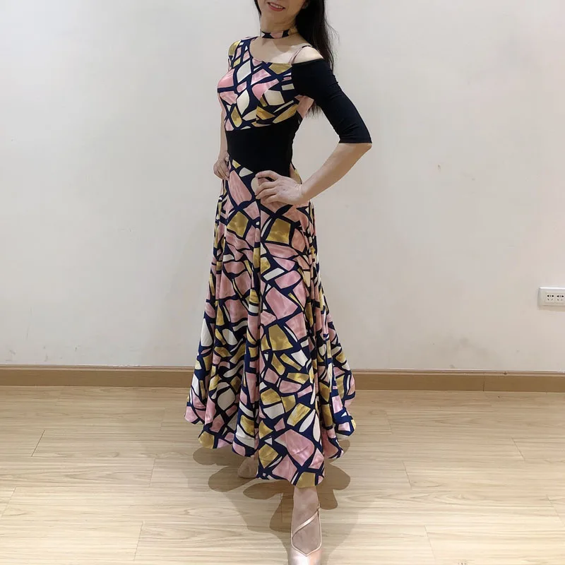 Костюм женский для бальных танцев бальное платье с длинным рукавом вальса и