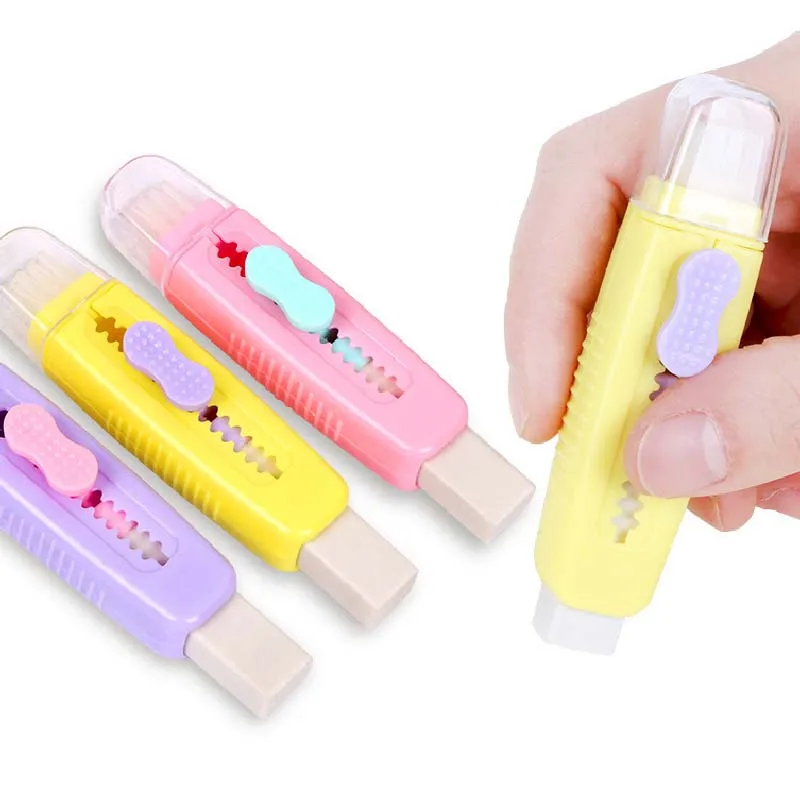 

1pcs Creative Push Pull Eraser with Soft Brush Pencil Rubber for Kids Drawing Writing Wiping Stationery School Students Supplies