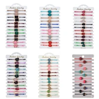 12pcslot handmade woven rope chain bracelet set irregular glitter druzy charms bracelets for women fashion elastic cuff jewelry