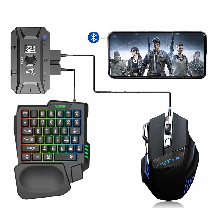 

Plug And Play Gamepad PUBG Keyboard Mouse Mobile Bluetooth-Compatible 5.0 Gaming Controller Converter For Android Phone Adapter