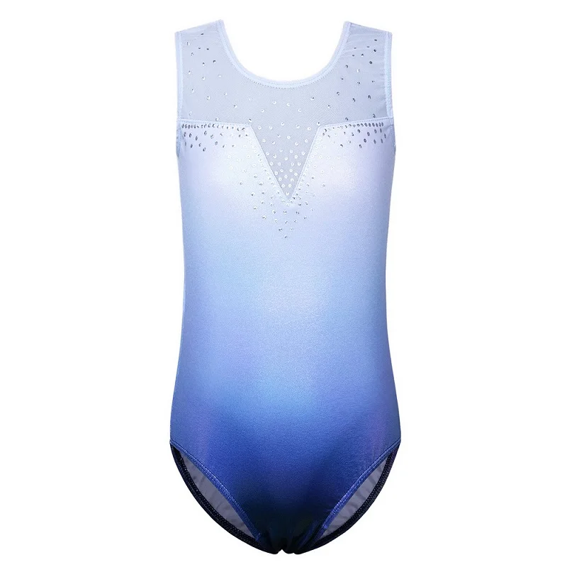 B172 sequin blue BAOHULU/гимнастическое трико без рукавов в стиле пэчворк для девочек; детский спортивный костюм с блестками и цветочным принтом; танцевальный костюм; Цвет черный, синий - Цвет: B172 sequin blue