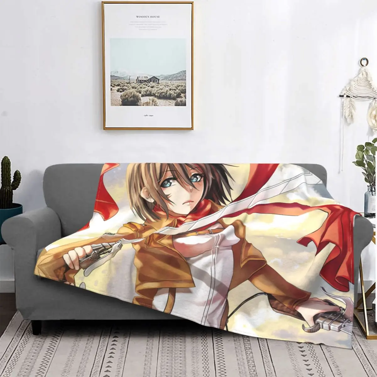 

Ackerman Attack On Titan Blanket Shingeki no Kyojin Aesthetic Japanese Anime Flannel Vintage Throw Blanket for Coverlet