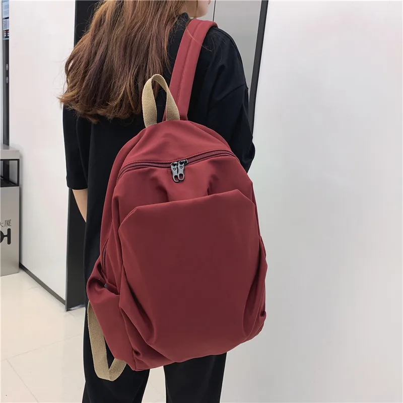 

EST Fashion Solid Color Backpack For Women Schoolbag laptop Waterproof Bag Shoulders Large capacity Mochilas Casual Preppy bags