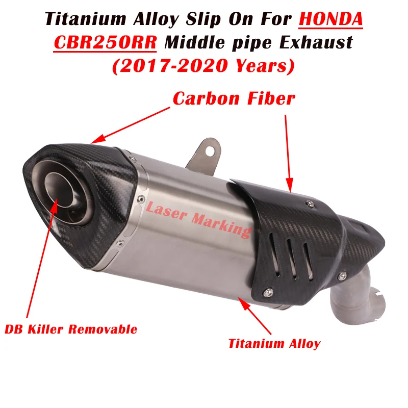 

Titanium Alloy Motorcycle Exhaust System Escape Middle Link Pipe Muffler DB Killer For Honda CBR250 CBR250RR 2017 - 2020 Years