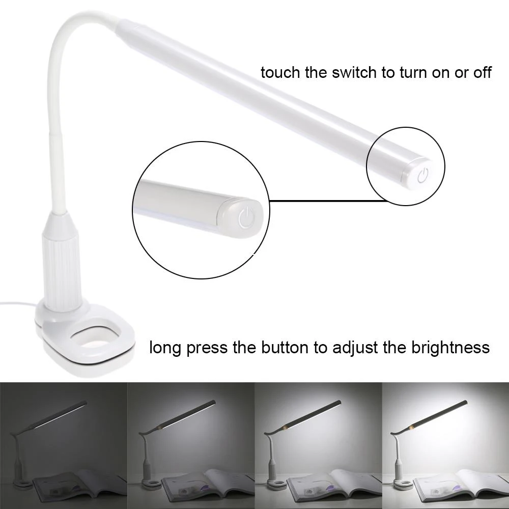 Гибкая регулируемая настольная лампа гибсветильник Вращающаяся для чтения с USB