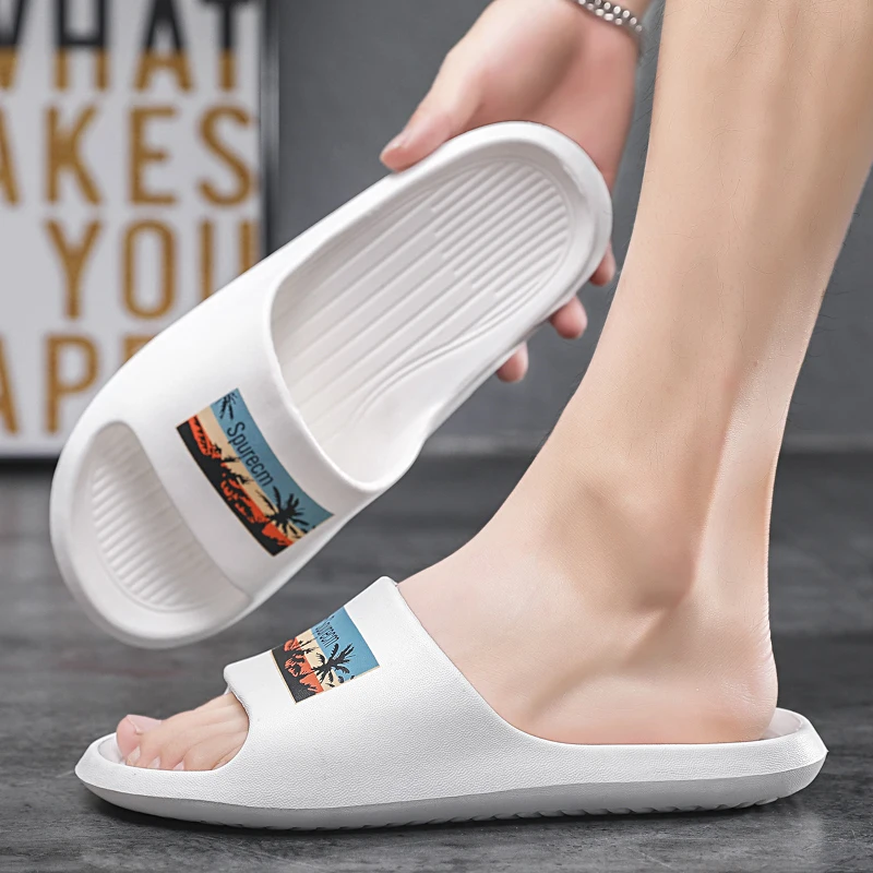 

2021 men's slippers indoor bathroom antiskid slippers summer breathable casual beach shoes women's thick soled couple slippers