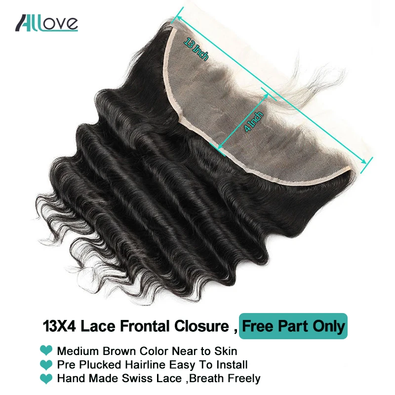Волнистые волнистые пряди Allove перуанские с закрытием 100% человеческие волосы Remy