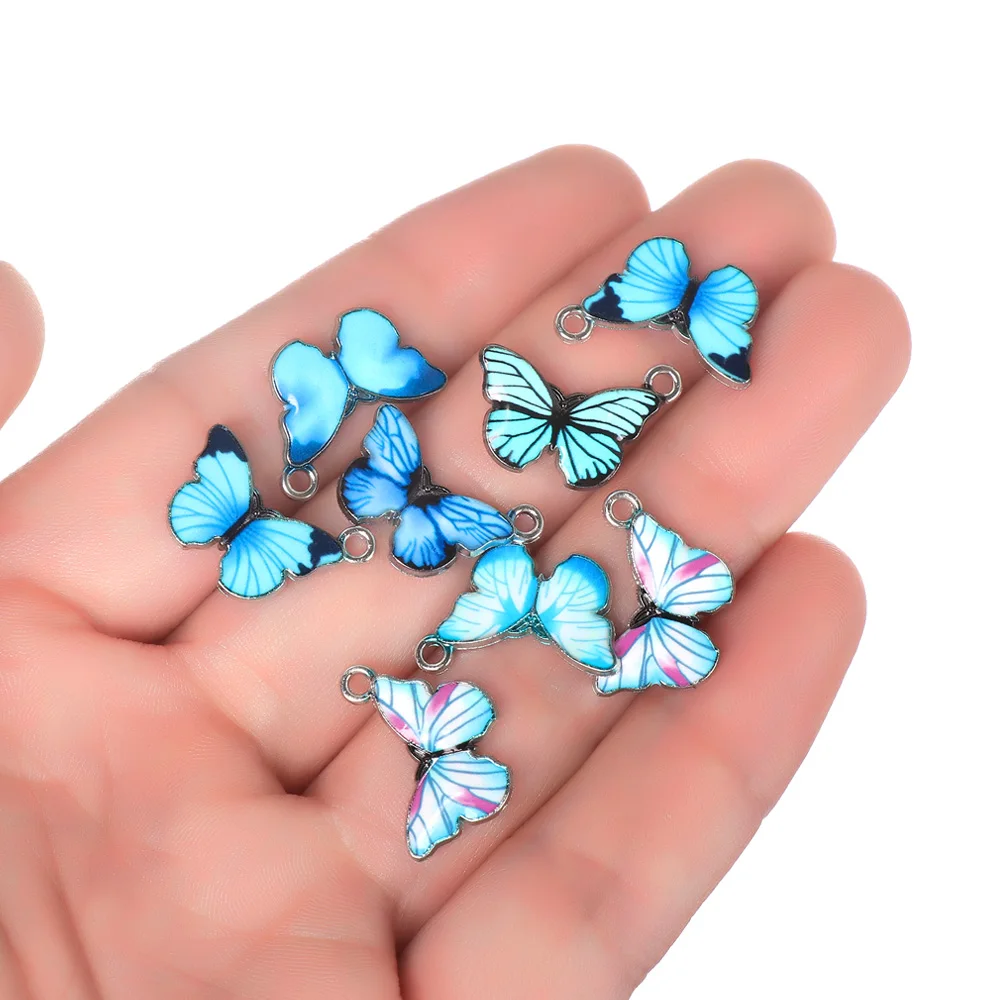 10 PCS Gift Earrings Accessories DIY Material Necklace Bracelet Handmade Jewelry Blue Enamel Butterfly Charms Animal Pendants | Украшения и