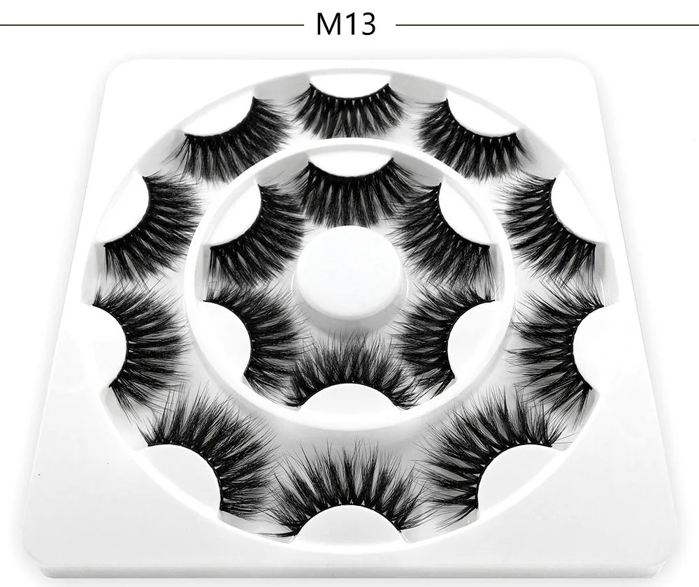 M13 8 пар 4D норковые ресницы пушистые норковые ресницы Multipack ручной работы натуральные длинные Объемные Накладные ресницы макияж Удлиненные ресницы - Цвет: M13