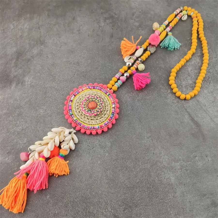 Деревянные бусины богемное женское ожерелье бохо ювелирные изделия Strand Shell