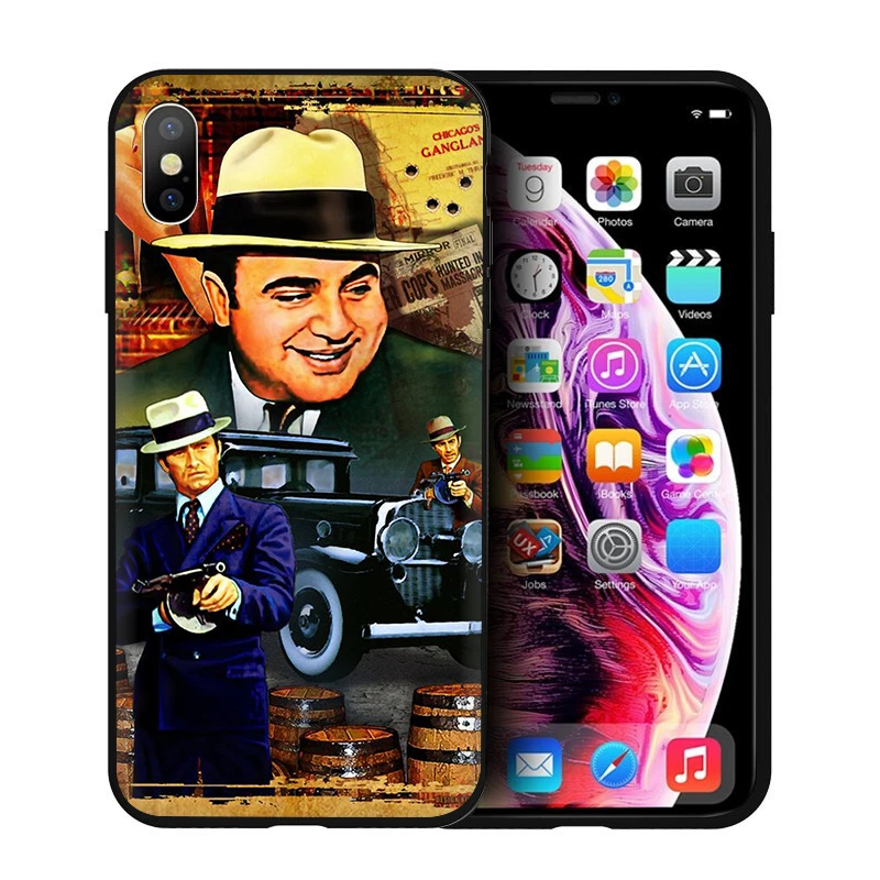 EWAU Al Capone Гангстер Scarface Мягкий силиконовый чехол для телефона iPhone 5 5S SE 6 6s 7 8 plus X XR XS Max - Цвет: B6