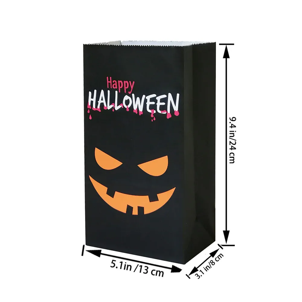 

50pcs Halloween Candy Bag Bat Skull Pumpkin Cake Kraft Paper Paper bags Cookie Packaging Halloween Party Decoration Kids Gifts