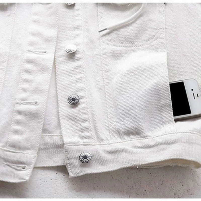 

2021 New Spring Autumn Women's Fashion With Hood Denim Jacket Vest White Black Vest Women's Short Vest Sleeveless Coat HOWDFEO